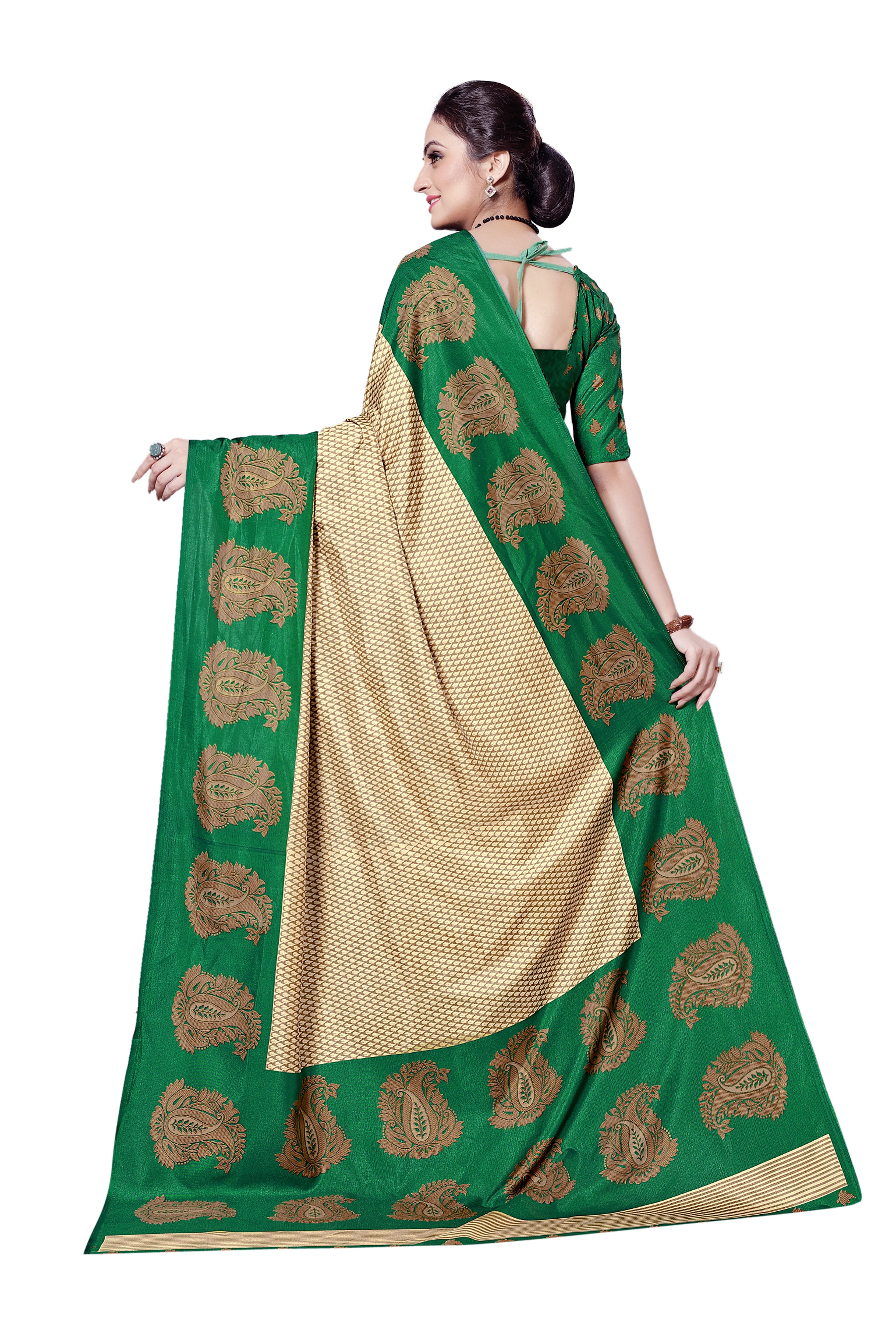 Vimla Women's Green Malgudi Art Silk Uniform Saree with Blouse  (6609_Green)