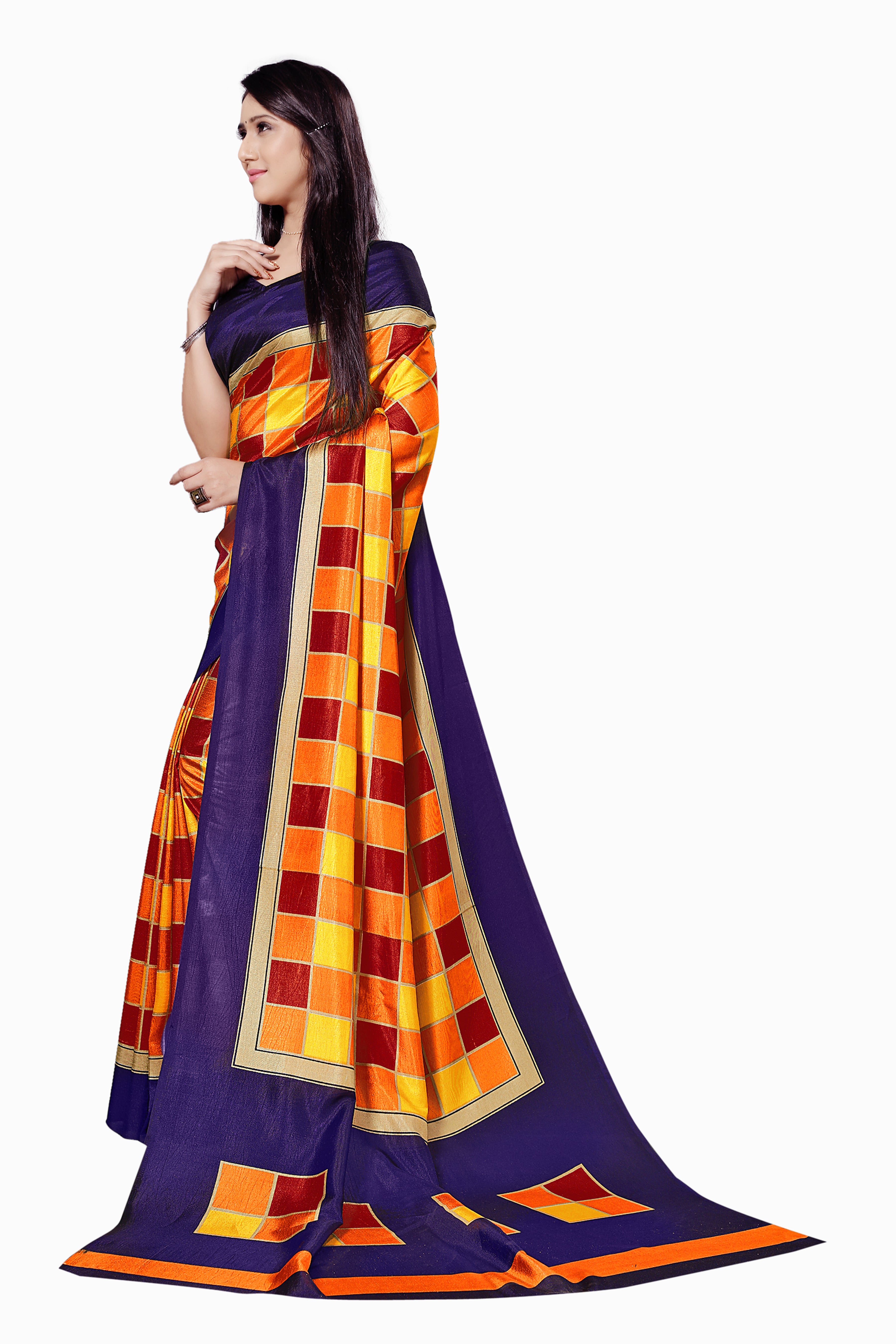Vimla Women's Multicolor Malgudi Art Silk Uniform Saree with Blouse  (6742_Multicolor)