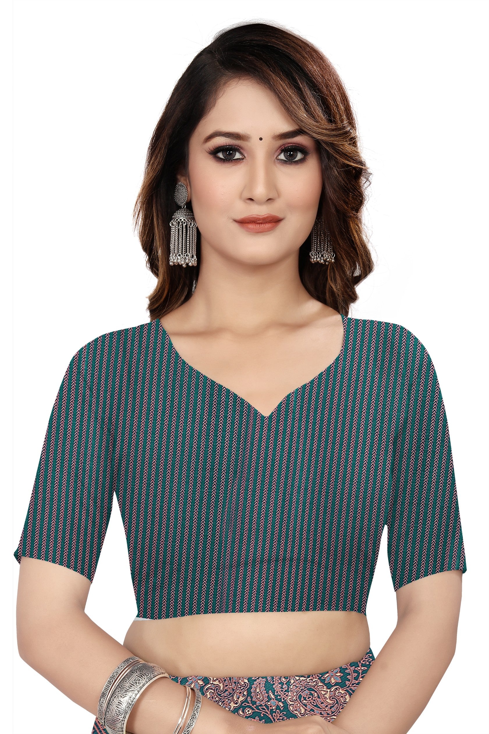 Vimla Women's Turquoise  Turkey Art Silk Uniform Saree with Blouse Piece (7123_TP)