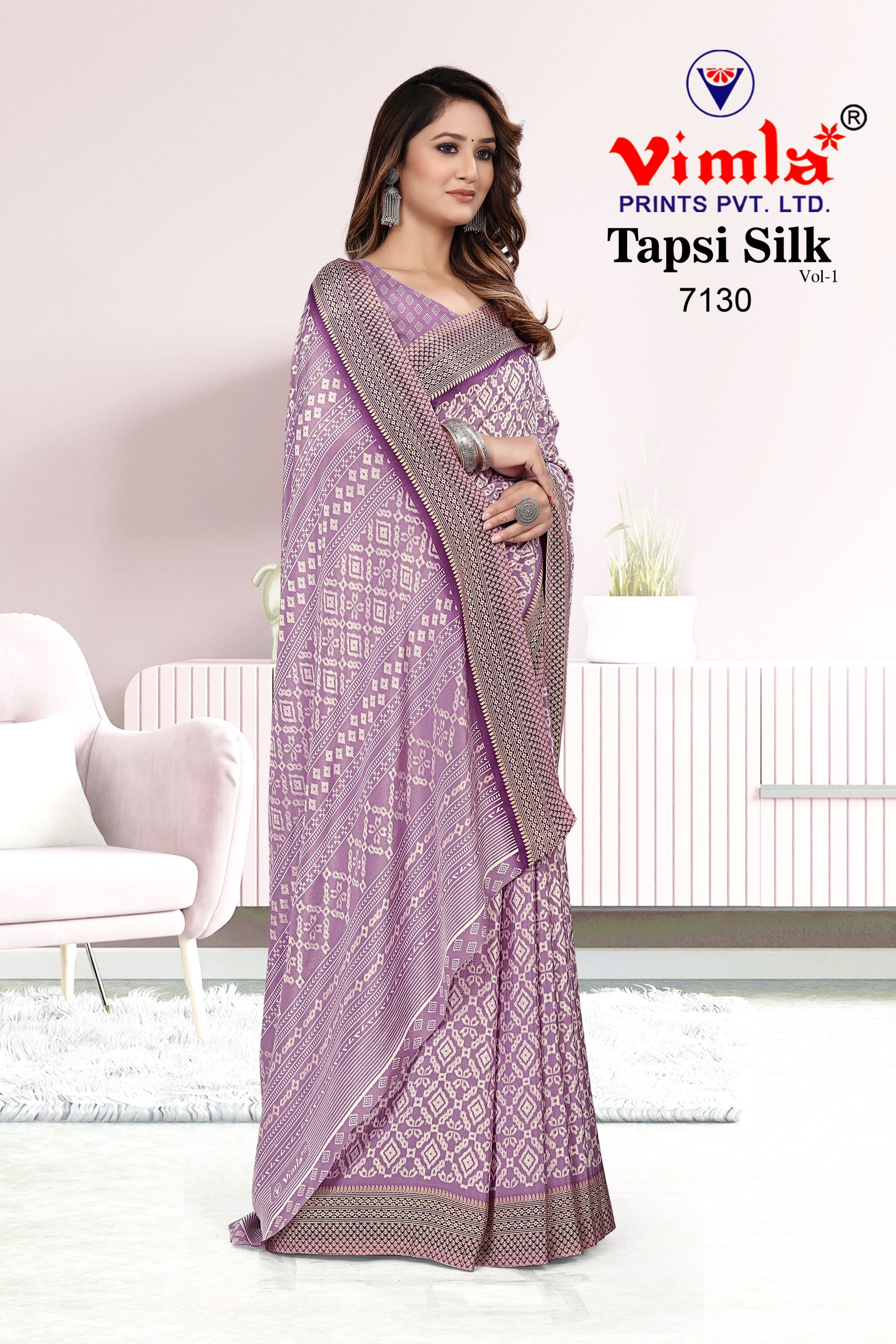 Vimla Women's Purple Turkey Art Silk Uniform Saree with Blouse Piece (7130_TP)